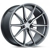 22" Staggered Vossen Wheels HF-3 Gloss Graphite Polished Rims 