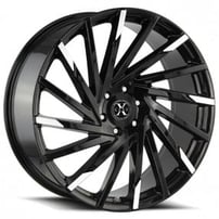24" Xcess Wheels X02 Gloss Black Machined Tips Rims