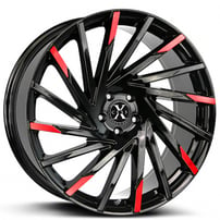 20" Xcess Wheels X02 Gloss Black with Red Tips Rims