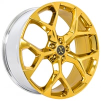 22" Xcess Wheels X05 5 Flake Custom Gold Plated Rims