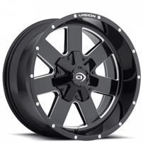 20" Vision Wheels 411 Arc Gloss Black Milled Off-Road Rims 