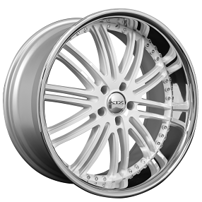 22" Staggered XIX Wheels X23 Custom White Face with SS Lip Rims