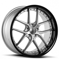 20" Staggered XIX Wheels X61 Silver with Black Lip Rims 