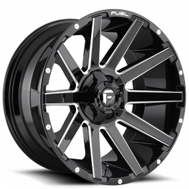 26" Fuel Wheels D615 Contra Gloss Black Milled Off-Road Rims 