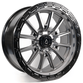 17" Arena Wheel Co A106 Trek Gunmetal Center with Gloss Black Lip 6-Lug Off-Road Rims   
