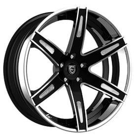 19" Lexani Forged Wheels LZ-725 Aqua Chrome with Black Accents and Crystal Inserts Rims