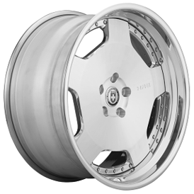 22" Staggered HRE Wheels 544C Two-Tone Polished Clear with Brushed Face Center and Polished Clear Outer and Inner Barrel Forged Rims