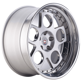 24" HRE Wheels 454 Brushed Clear Face with Polished Clear Windows and Polished Clear Outer and Gloss Silver Inner Forged Rims
