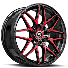 18" SPEC-1 Wheels SP-60 Gloss Black with Red Machined Rims 