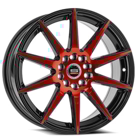 18" SPEC-1 Wheels SP-51 Gloss Black with Red Machined Rims
