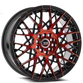 18" SPEC-1 Wheels SP-53 Gloss Black with Red Machined Rims 