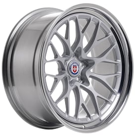 22" Staggered HRE Wheels 520 Gloss Silver with Polished Clear Barrel Forged Rims