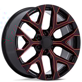 20" Performance Replicas Wheels PR177 Gloss Black with Red Milled Rims