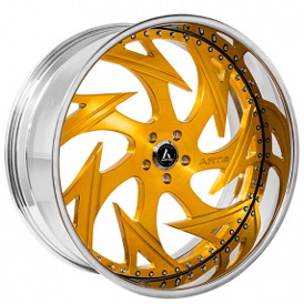 20" Artis Forged Wheels Atomic Brushed Gold Face with Chrome Lip Rims