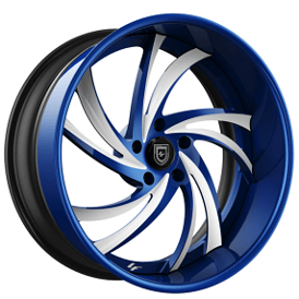 20" Staggered Lexani Forged Wheels LF-744 Twister Blue with White Accents Rims