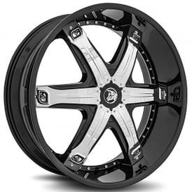 24" Diablo Wheels Fury Black with Chrome Inserts Rims