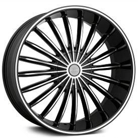 22x8" Elure Wheels 034 Black with Machined Face and Pinstripe Rims
