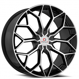22x8.5" Cavallo Wheels CLV-44 Gloss Black Machined Rims