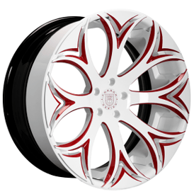 20/21" Lexani Forged Wheels LZ-773 Atom Gloss White with Red Accents Rims 