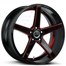 20" Strada Wheels Perfetto Gloss Black Candy Red Milled Rims 