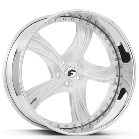 24" Forgiato Wheels Squartato Brushed Silver Face with Chrome Lip Forged Rims 