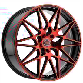 18" Revolution Racing Wheels RR11 Black with Red Face Rims