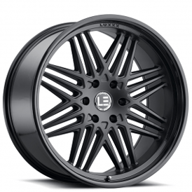 22" Staggered Luxxx Alloys Wheels Lux LE4 Matte Black Face with Gloss Black Lip Rims