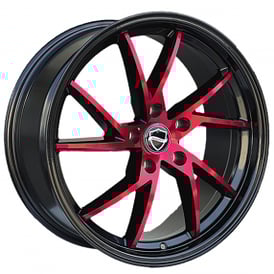 18" Elegance Wheels Sharp Gloss Black with Candy Red Face Rims