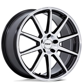 19" Staggered TSW Wheels TW004 Canard Gloss Black with Machined Face Flow Formed Rims