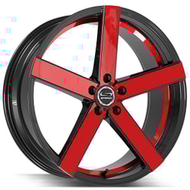 22x8.5" Strada Wheels Spark Gloss Black with Candy Red Machined Rims