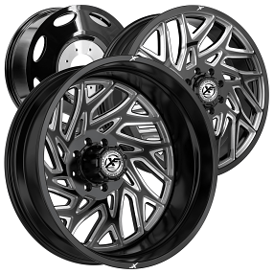 20" XF Off-Road Wheels XF-229 Dually 8-LUG Gloss Black Milled Off-Road Rims
