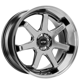 18" Staggered F1R Wheels FC7 Hyper Black with Polished Lip Rims
