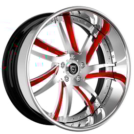 26" Lexani Forged Wheels LF-736 Profile Chrome with Red Accents Rims