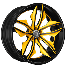 22" Lexani Forged Wheels LZ-754 Fuse Yellow Face with Black Accents and Lip Rims