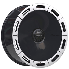 22" Giovanna Wheels AMUR Smooth Gloss Black with Polished Lip Flow Formed Floating Cap Rims