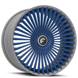 22" Forgiato Wheels Trimestre-ECL Royal Blue Face with Gunmetal Lip XL Floating Cap Forged Rims 