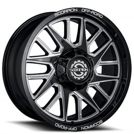 22" Scorpion Wheels Hammer Black Milled Off-Road Rims 