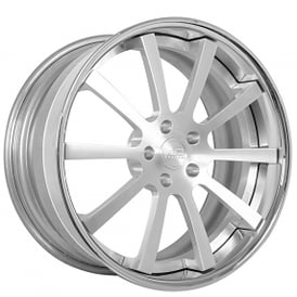 19" Staggered AC Forged Wheels ACF712 Brushed Face with Chrome Lip Three Piece Rims