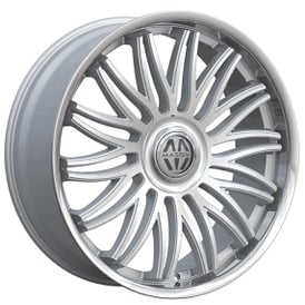 22" Massiv Wheels 928 Fuego Silver Brushed with SS Lip and Floating Cap Rims