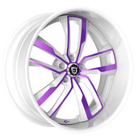 21" Lexani Forged Wheels LF-760 Valante White with Candy Purple Accents Rims