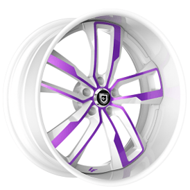 21" Lexani Forged Wheels LF-760 Valante White with Candy Purple Accents Rims