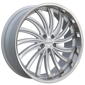 20" Ravetti Wheels M15 Silver Brushed with Stainless Lip Rims
