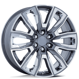24" Performance Replicas Wheels PR225 Gloss Gunmetal Machined with Chrome Accents Rims