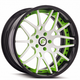 24" Forgiato Wheels Maglia-ECL White Face with Lime Green Window and Black Lip Forged Rims 