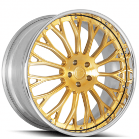 19" Forgiato Wheels NB6 High Polish Gold with Chrome Lip Forged Rims