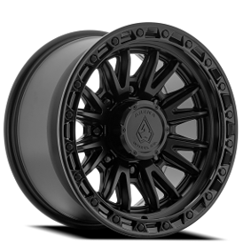 18" Arena Wheel Co A135 Atlas Satin Black Center with Gloss Black Lip 8-Lug Off-Road Rims 