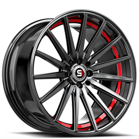 17" SPEC-1 Wheels SP-69 Gloss Black with Red Undercut Rims 