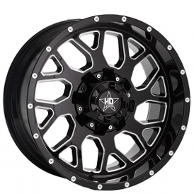 17" Luxxx HD Wheels LHD8 Gloss Black Milled Off-Road Rims