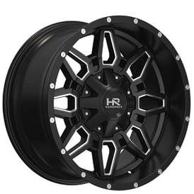 22" Hardrock Wheels H718 Striker Gloss Black Milled Off-Road Rims