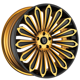 22" Lexani Forged Wheels LZ-757 Crypto Brushed Gold Face with Black Accents and Lip Rims